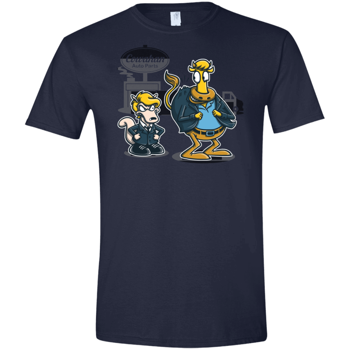 T-Shirts Navy / X-Small Fat Cow in a Little Coat Men's Semi-Fitted Softstyle