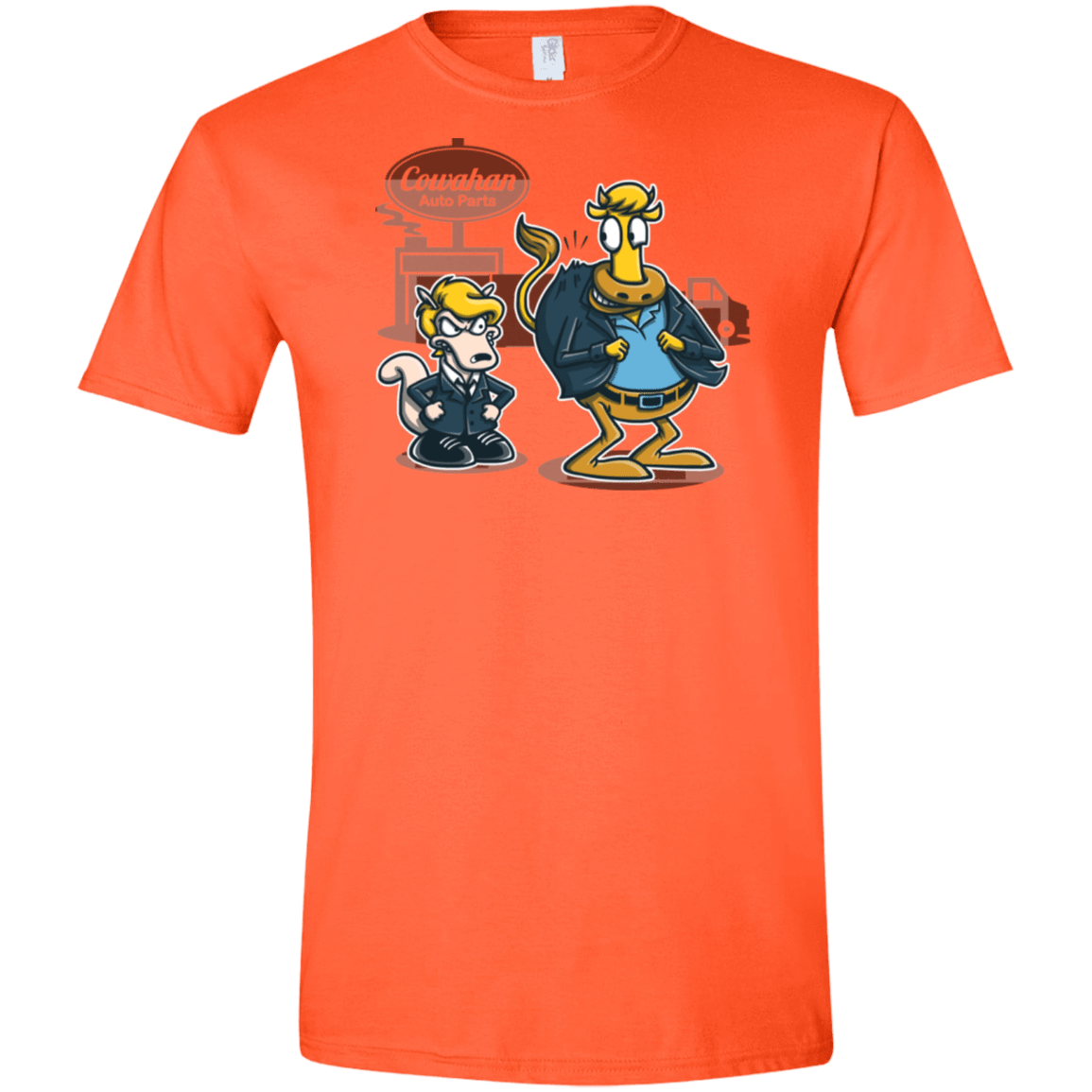 T-Shirts Orange / S Fat Cow in a Little Coat Men's Semi-Fitted Softstyle