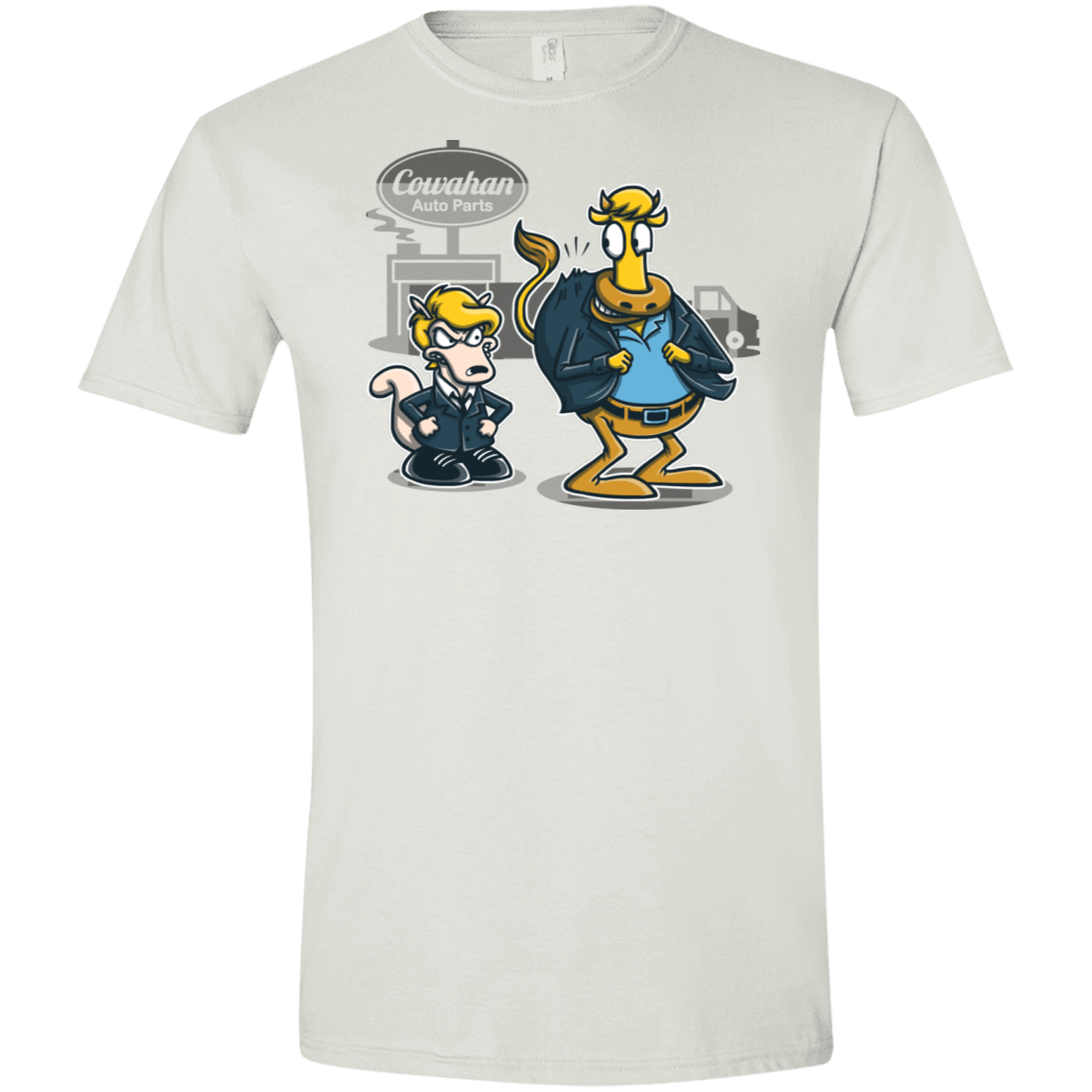 T-Shirts White / X-Small Fat Cow in a Little Coat Men's Semi-Fitted Softstyle