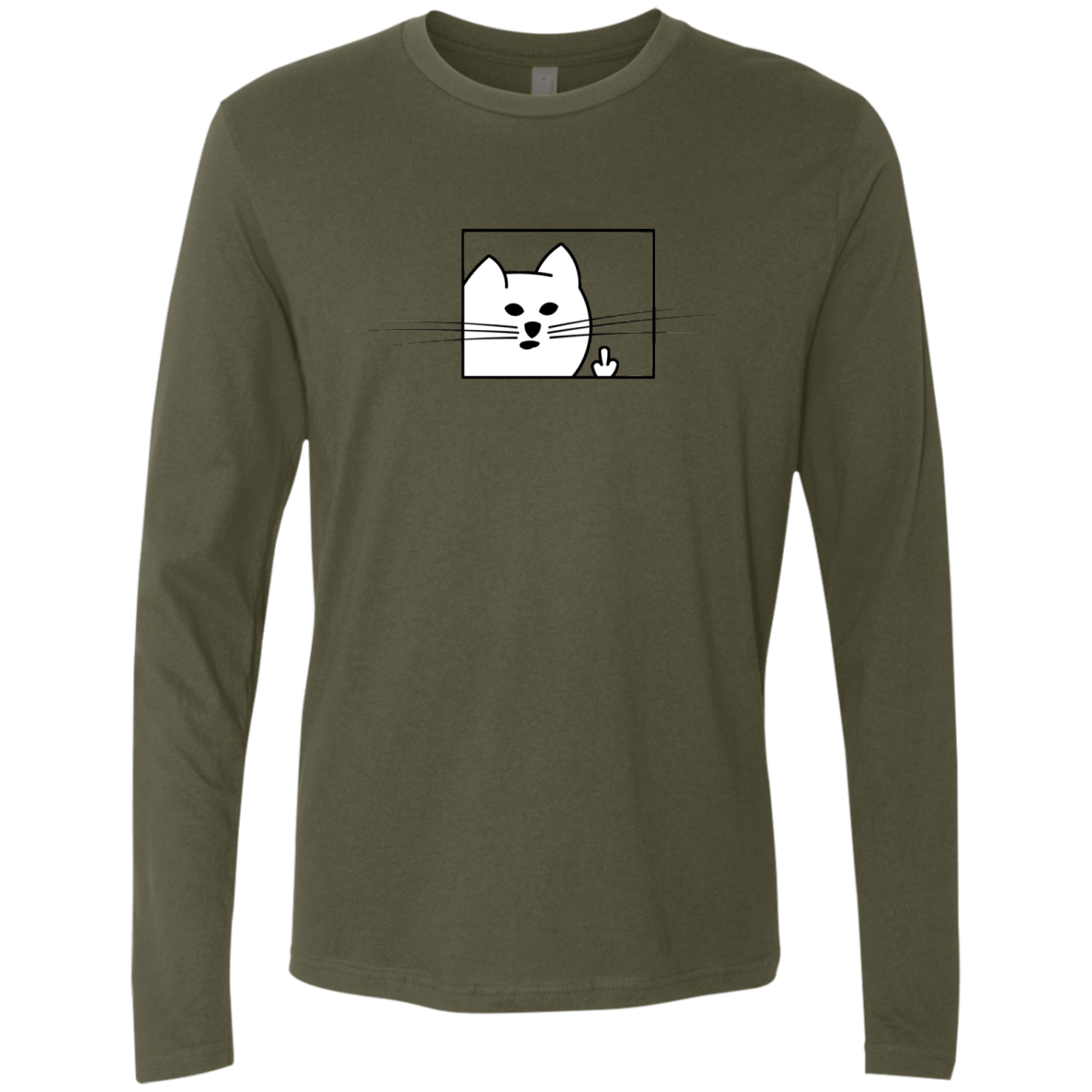 T-Shirts Military Green / S Feline Flip Men's Premium Long Sleeve