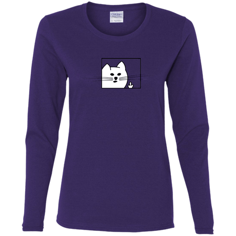T-Shirts Purple / S Feline Flip Women's Long Sleeve T-Shirt