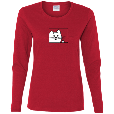 T-Shirts Red / S Feline Flip Women's Long Sleeve T-Shirt