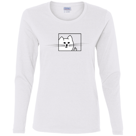 T-Shirts White / S Feline Flip Women's Long Sleeve T-Shirt