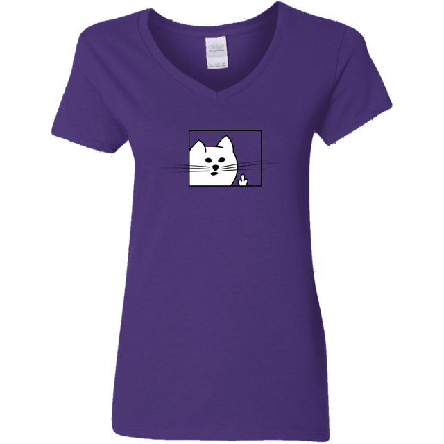 T-Shirts Purple / S Feline Flip Women's V-Neck T-Shirt