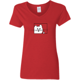 T-Shirts Red / S Feline Flip Women's V-Neck T-Shirt