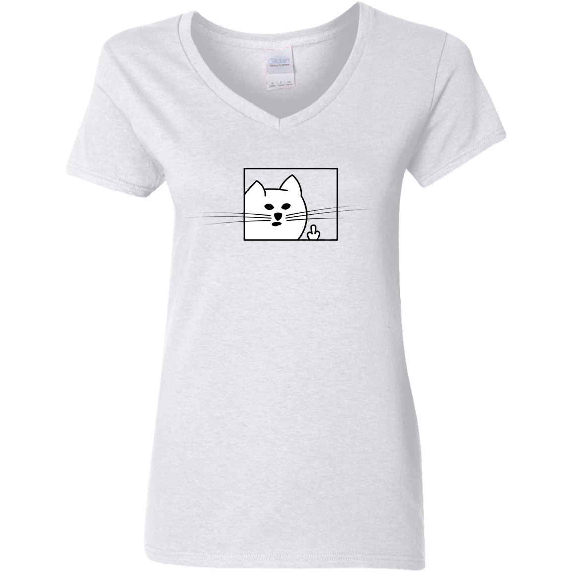 T-Shirts White / S Feline Flip Women's V-Neck T-Shirt