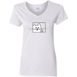 T-Shirts White / S Feline Flip Women's V-Neck T-Shirt