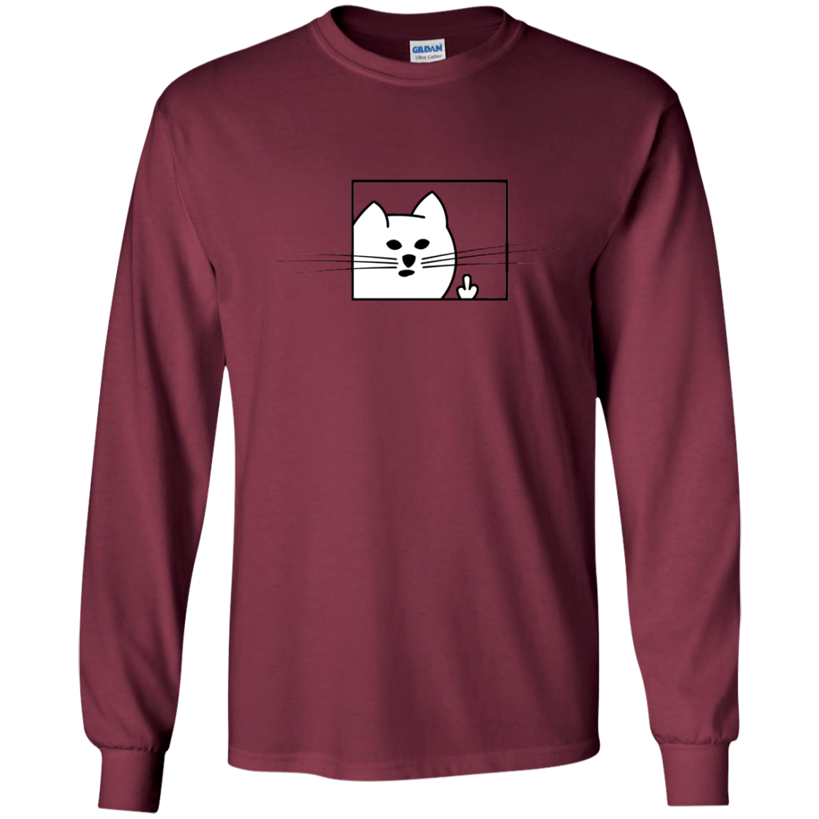 T-Shirts Maroon / YS Feline Flip Youth Long Sleeve T-Shirt