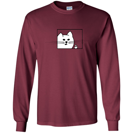 T-Shirts Maroon / YS Feline Flip Youth Long Sleeve T-Shirt