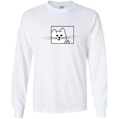 T-Shirts White / YS Feline Flip Youth Long Sleeve T-Shirt