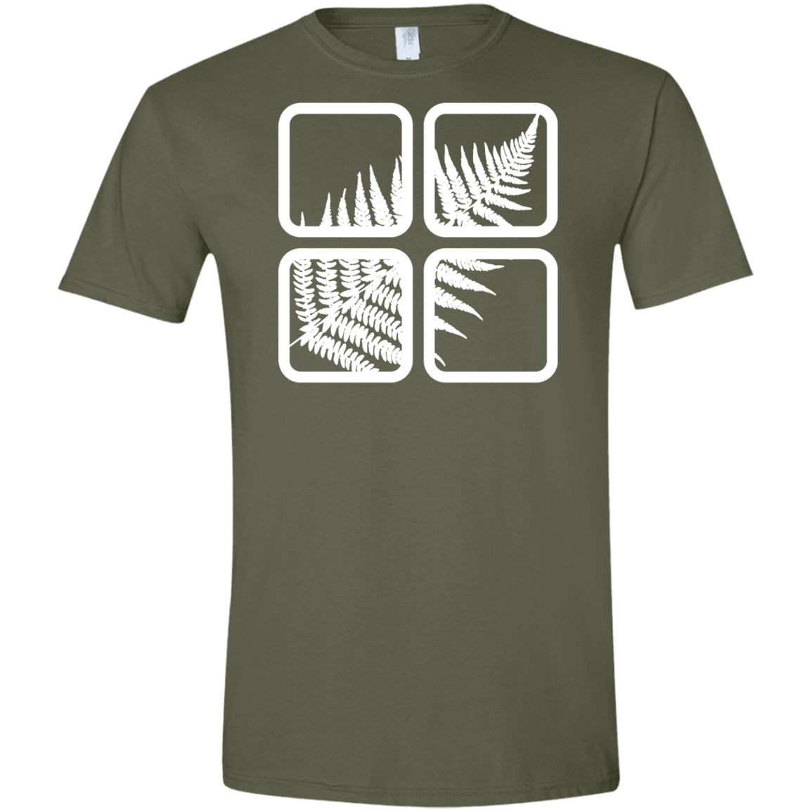 T-Shirts Military Green / S Fern Pane Men's Semi-Fitted Softstyle