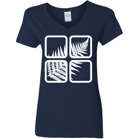 T-Shirts Navy / S Fern Pane Women's V-Neck T-Shirt