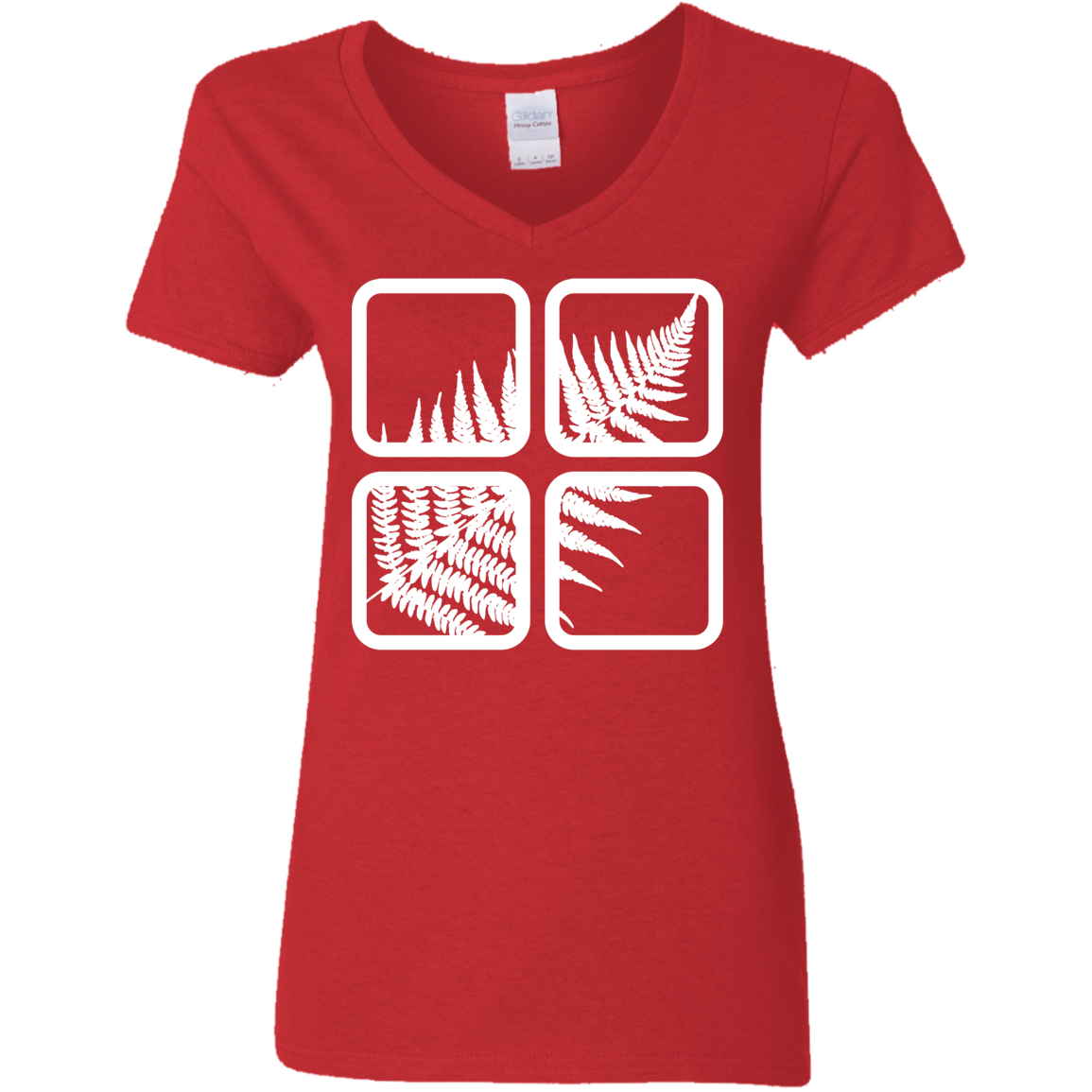 T-Shirts Red / S Fern Pane Women's V-Neck T-Shirt