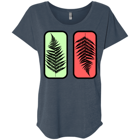 T-Shirts Indigo / X-Small Ferns Triblend Dolman Sleeve
