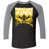 T-Shirts Vintage Black/Premium Heather / X-Small Fight Like A Girl Men's Triblend 3/4 Sleeve