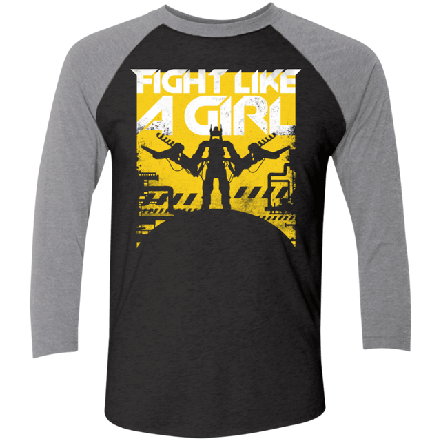 T-Shirts Vintage Black/Premium Heather / X-Small Fight Like A Girl Men's Triblend 3/4 Sleeve
