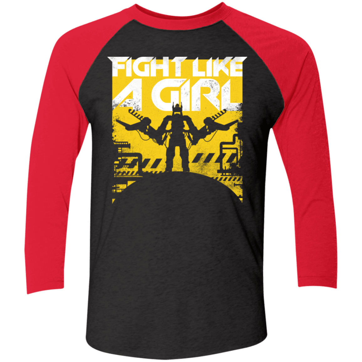 T-Shirts Vintage Black/Vintage Red / X-Small Fight Like A Girl Men's Triblend 3/4 Sleeve
