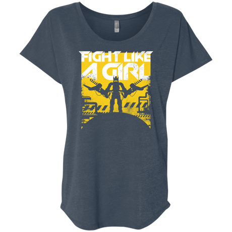 T-Shirts Indigo / X-Small Fight Like A Girl Triblend Dolman Sleeve