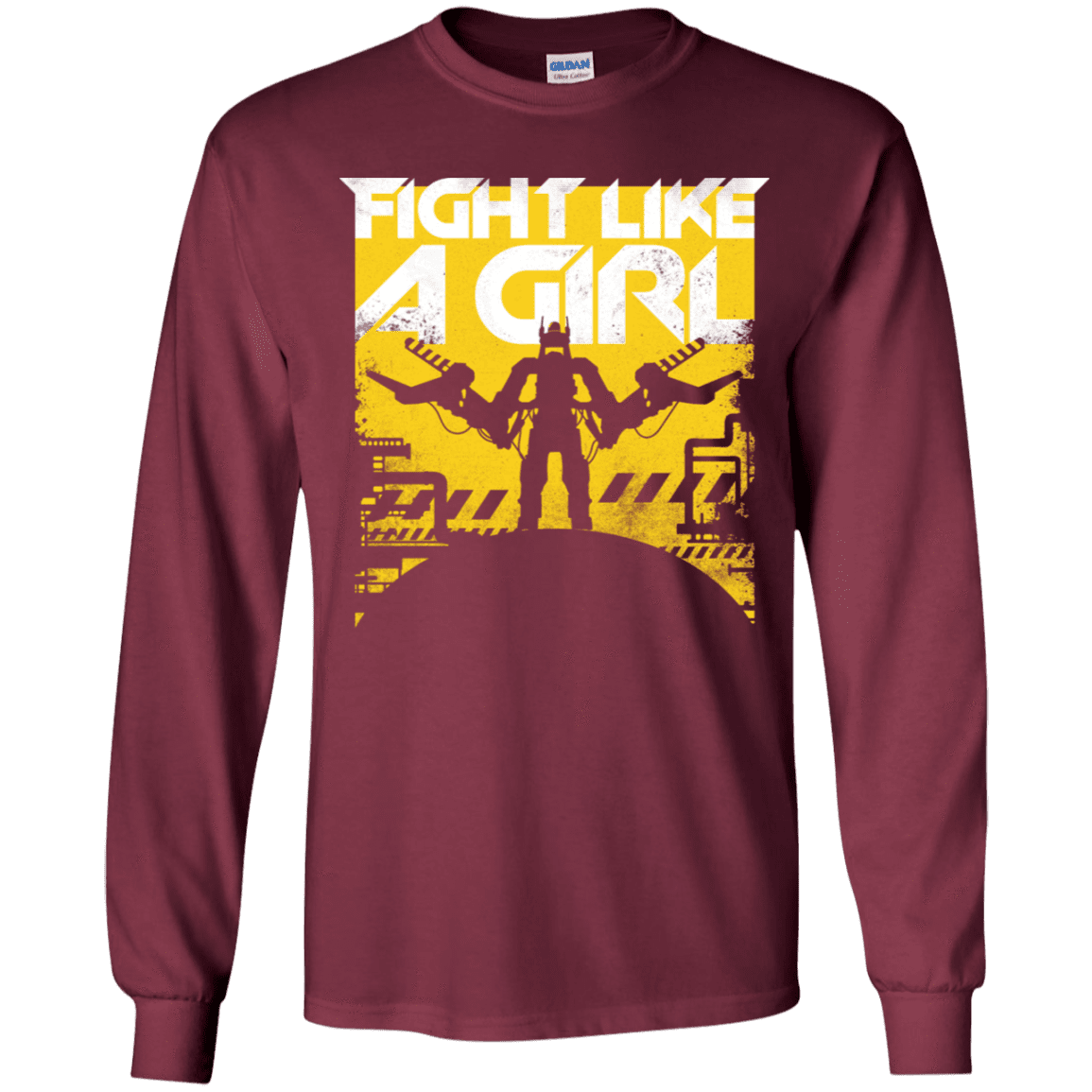 T-Shirts Maroon / YS Fight Like A Girl Youth Long Sleeve T-Shirt