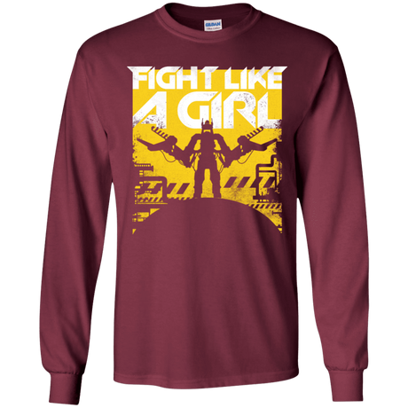 T-Shirts Maroon / YS Fight Like A Girl Youth Long Sleeve T-Shirt