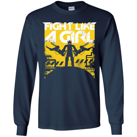 T-Shirts Navy / YS Fight Like A Girl Youth Long Sleeve T-Shirt