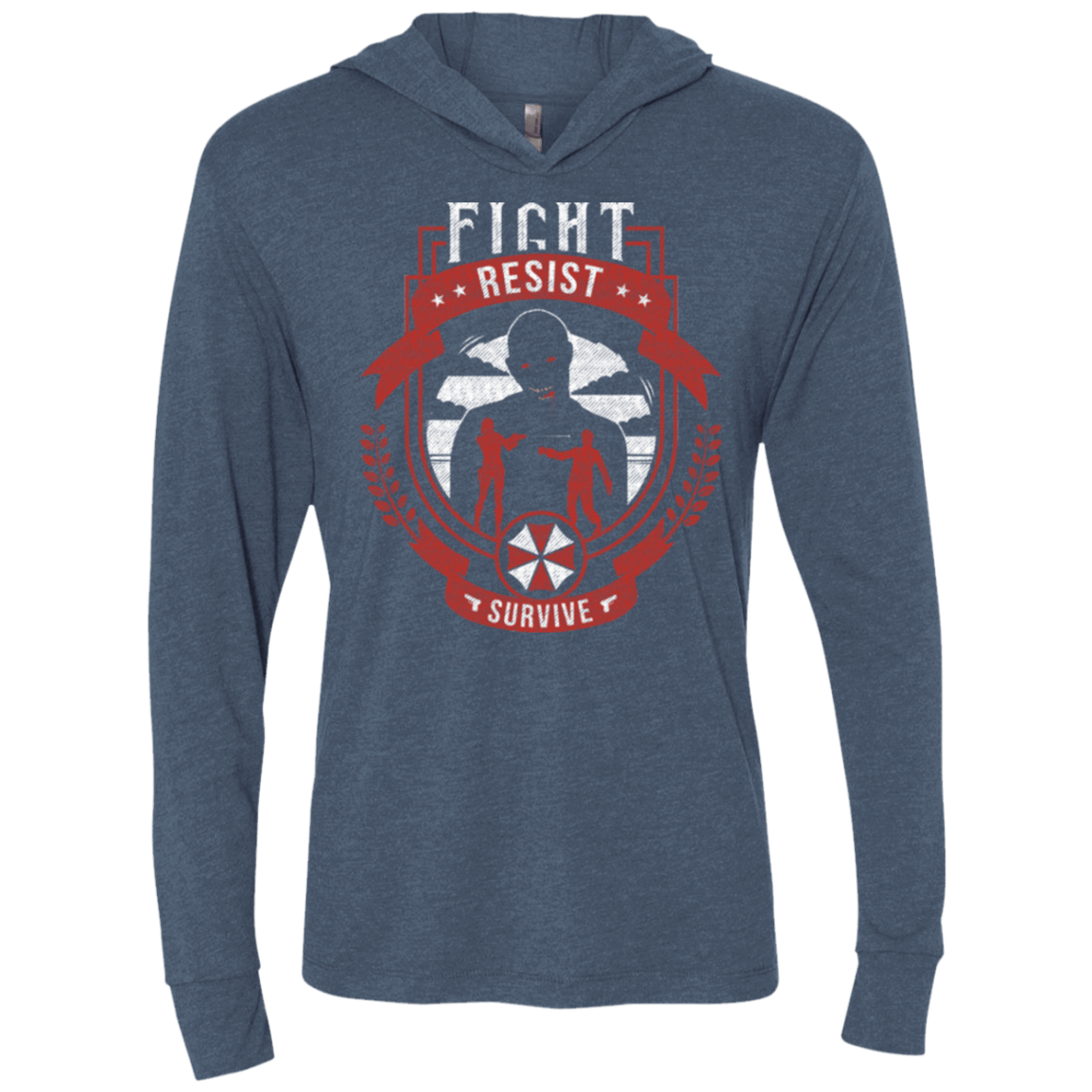T-Shirts Indigo / X-Small Fight, Resist, Survive Triblend Long Sleeve Hoodie Tee