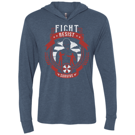 T-Shirts Indigo / X-Small Fight, Resist, Survive Triblend Long Sleeve Hoodie Tee
