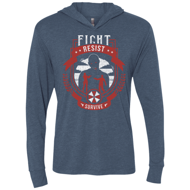 T-Shirts Indigo / X-Small Fight, Resist, Survive Triblend Long Sleeve Hoodie Tee