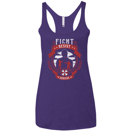 T-Shirts Purple / X-Small Fight, Resist, Survive Women's Triblend Racerback Tank