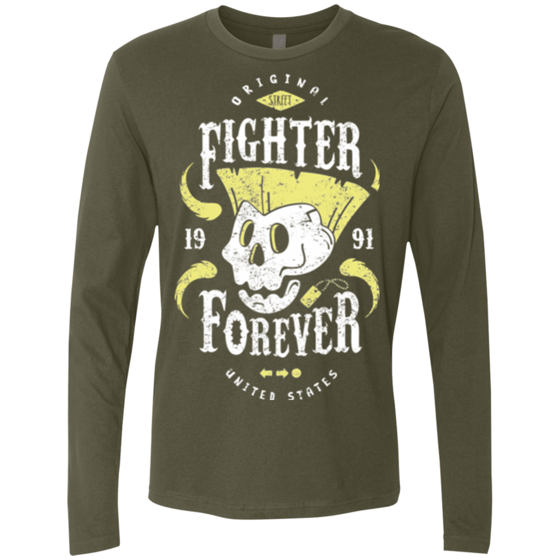 T-Shirts Military Green / Small Fighter Forever Guile Men's Premium Long Sleeve
