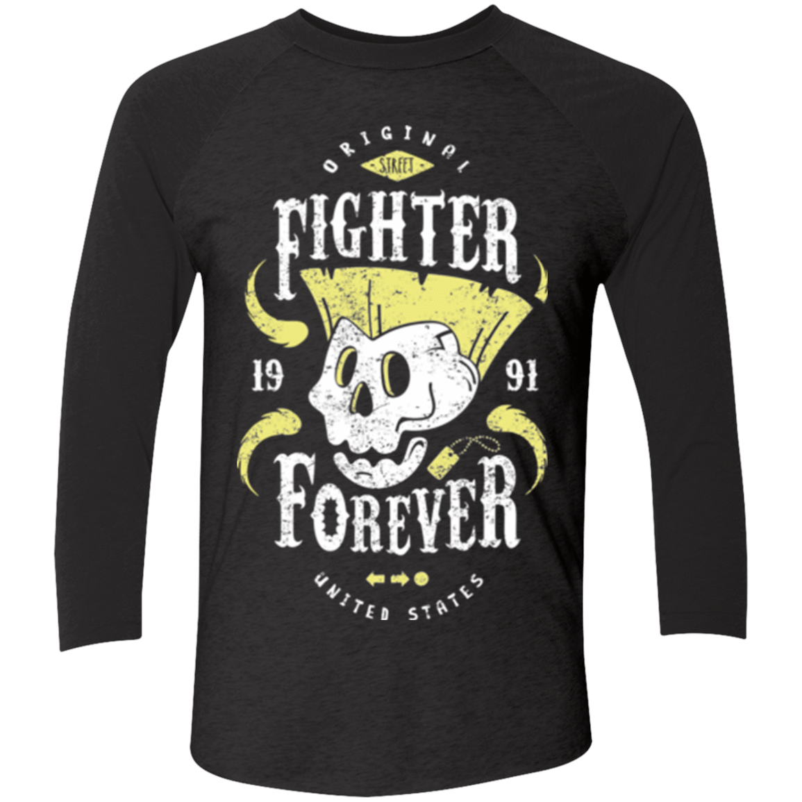 T-Shirts Vintage Black/Vintage Black / X-Small Fighter Forever Guile Men's Triblend 3/4 Sleeve