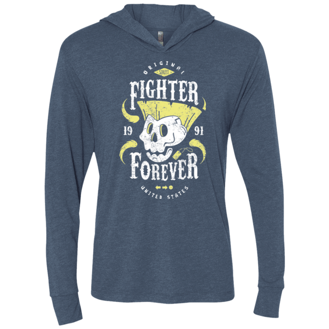 T-Shirts Indigo / X-Small Fighter Forever Guile Triblend Long Sleeve Hoodie Tee