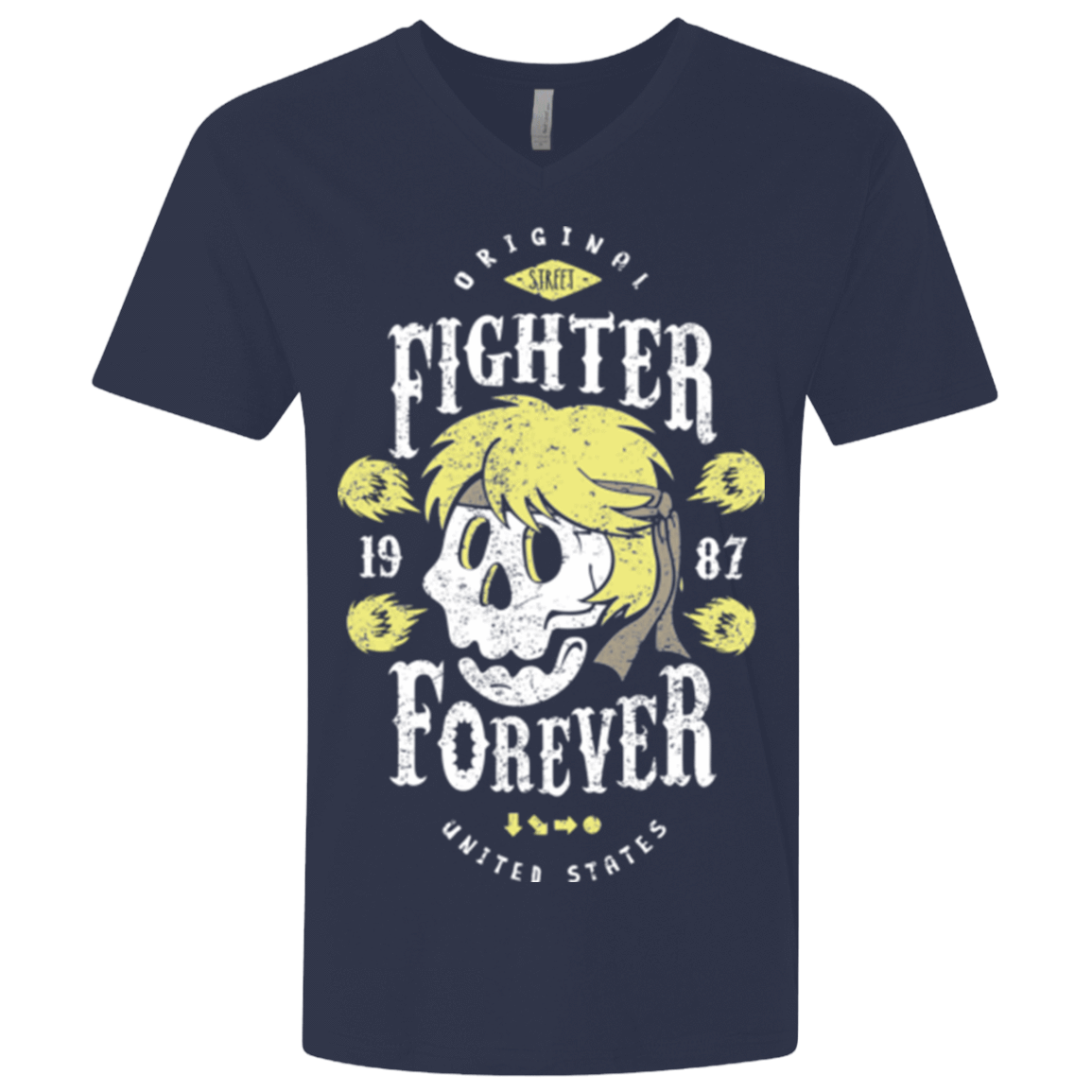 T-Shirts Midnight Navy / X-Small Fighter Forever Ken Men's Premium V-Neck