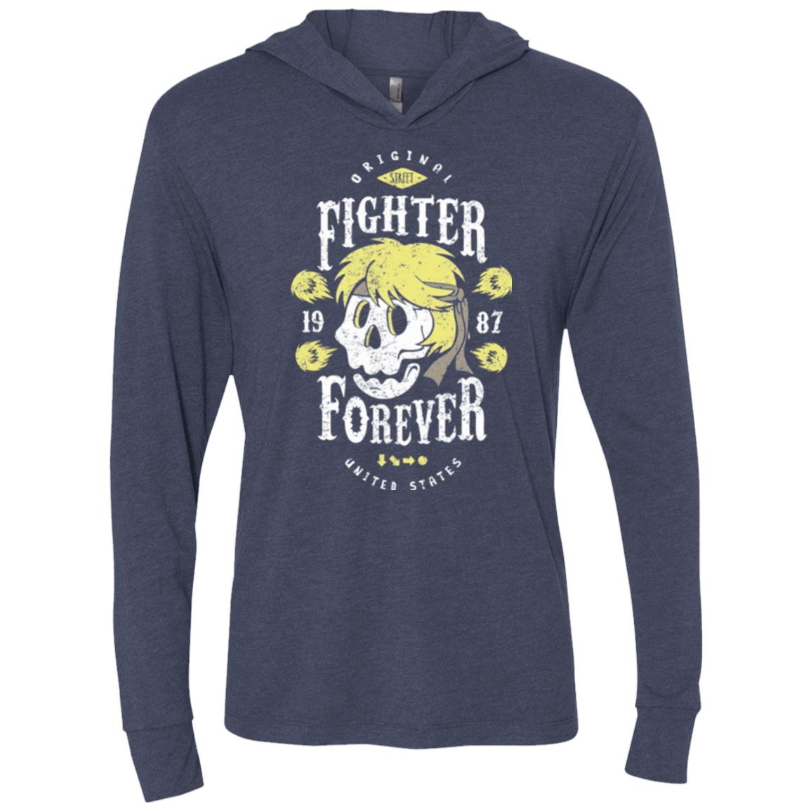 T-Shirts Vintage Navy / X-Small Fighter Forever Ken Triblend Long Sleeve Hoodie Tee