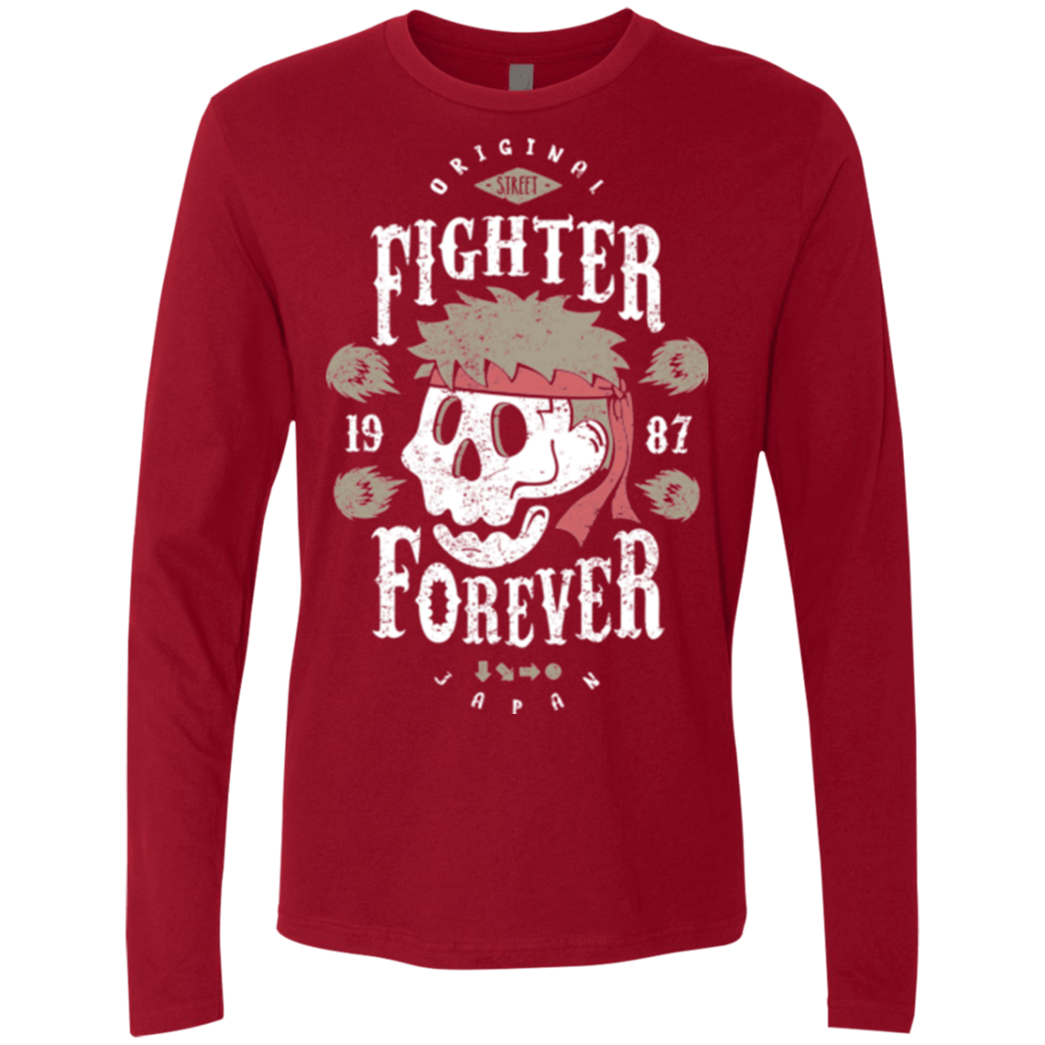 T-Shirts Cardinal / Small Fighter Forever Ryu Men's Premium Long Sleeve