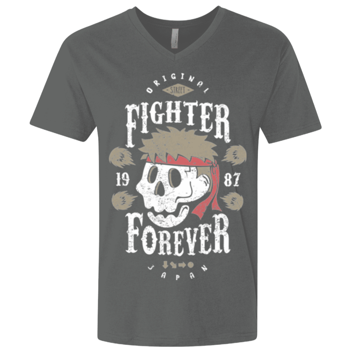T-Shirts Heavy Metal / X-Small Fighter Forever Ryu Men's Premium V-Neck