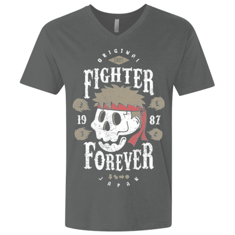 T-Shirts Heavy Metal / X-Small Fighter Forever Ryu Men's Premium V-Neck