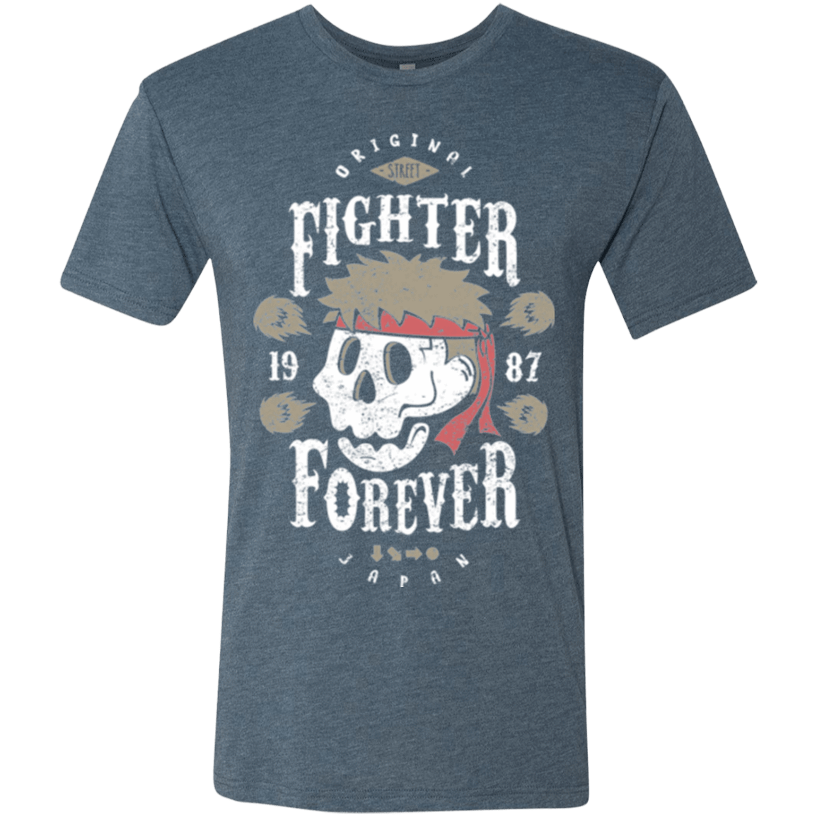 T-Shirts Indigo / Small Fighter Forever Ryu Men's Triblend T-Shirt