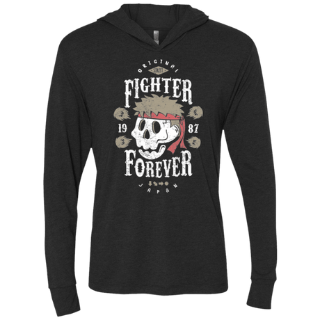T-Shirts Vintage Black / X-Small Fighter Forever Ryu Triblend Long Sleeve Hoodie Tee