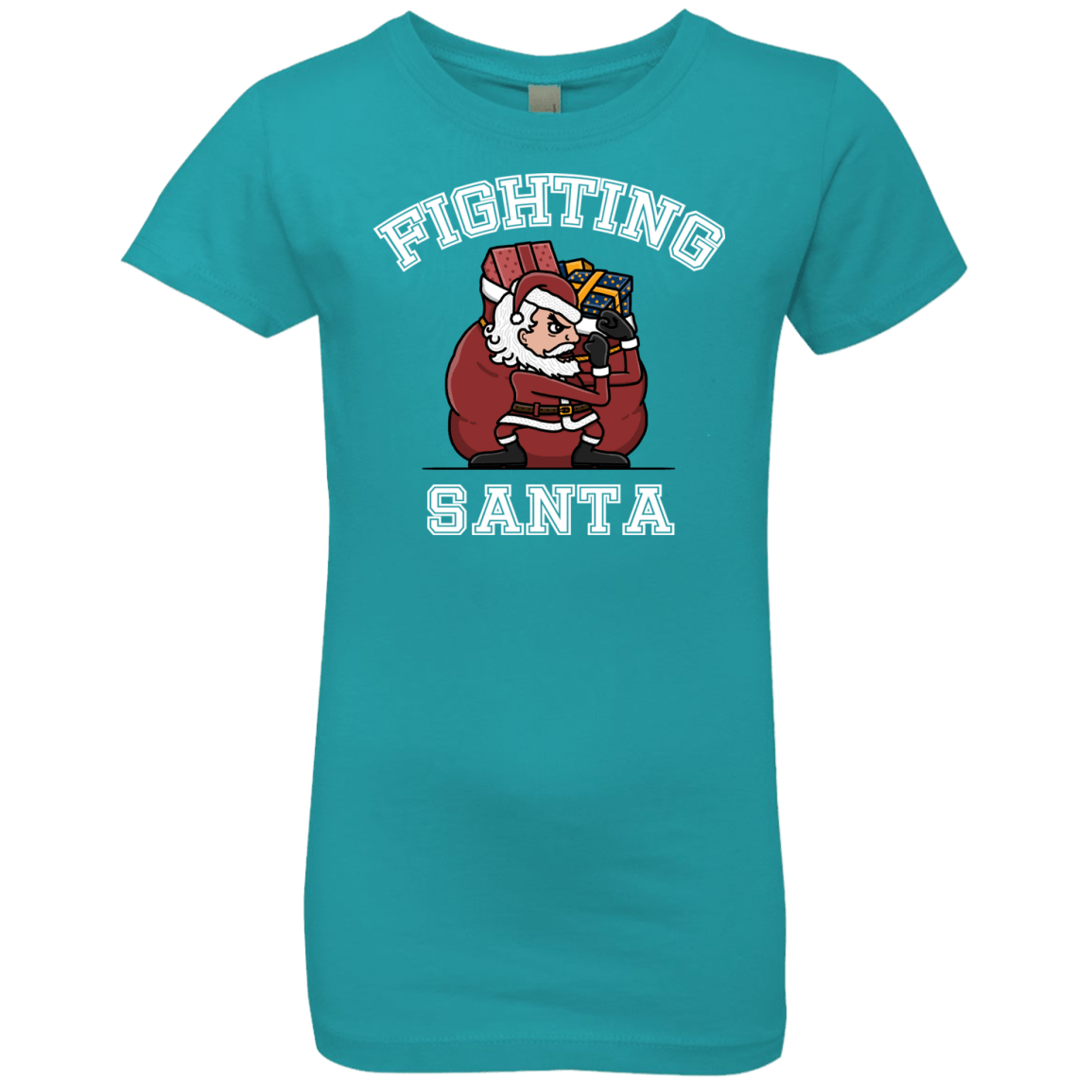 T-Shirts Tahiti Blue / YXS Fighting Santa Girls Premium T-Shirt