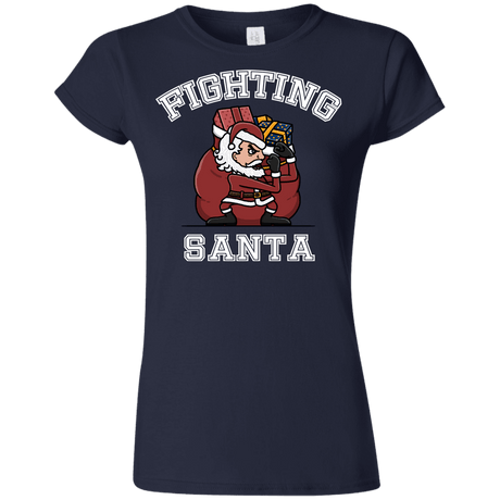 T-Shirts Navy / S Fighting Santa Junior Slimmer-Fit T-Shirt