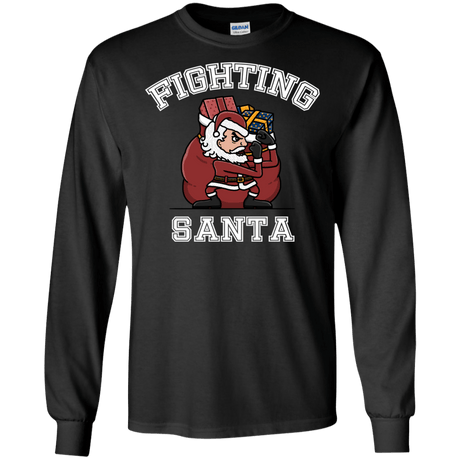 T-Shirts Black / S Fighting Santa Men's Long Sleeve T-Shirt