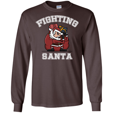 T-Shirts Dark Chocolate / S Fighting Santa Men's Long Sleeve T-Shirt