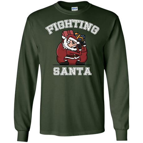 T-Shirts Forest Green / S Fighting Santa Men's Long Sleeve T-Shirt