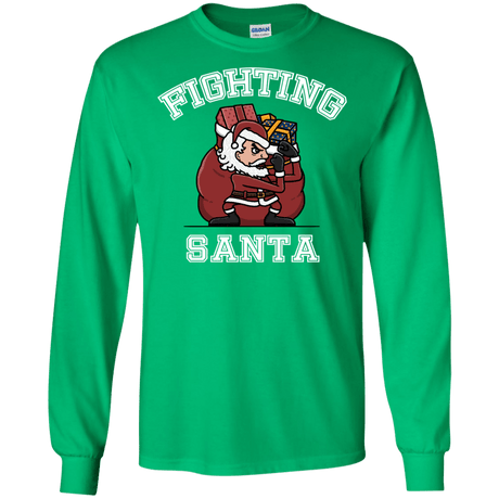 T-Shirts Irish Green / S Fighting Santa Men's Long Sleeve T-Shirt