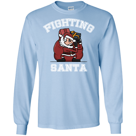 T-Shirts Light Blue / S Fighting Santa Men's Long Sleeve T-Shirt