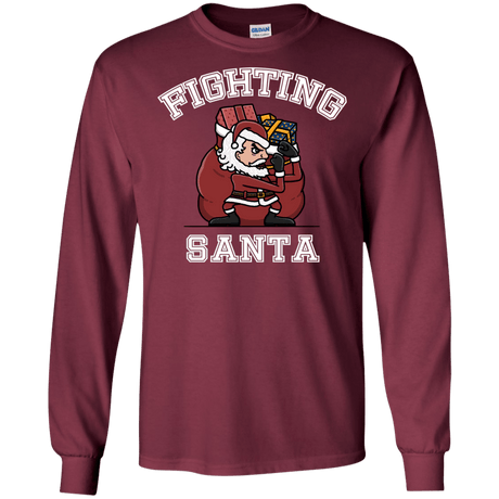 T-Shirts Maroon / S Fighting Santa Men's Long Sleeve T-Shirt