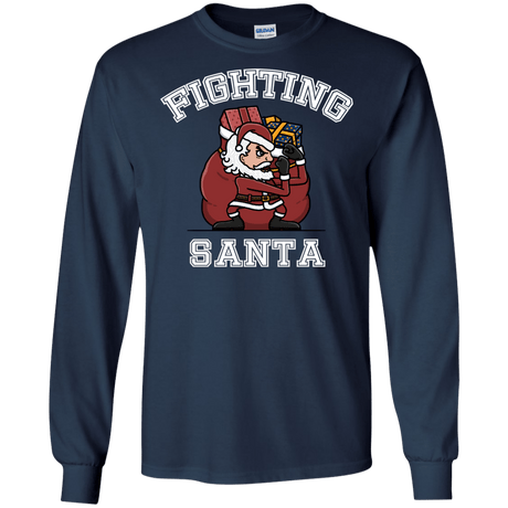 T-Shirts Navy / S Fighting Santa Men's Long Sleeve T-Shirt