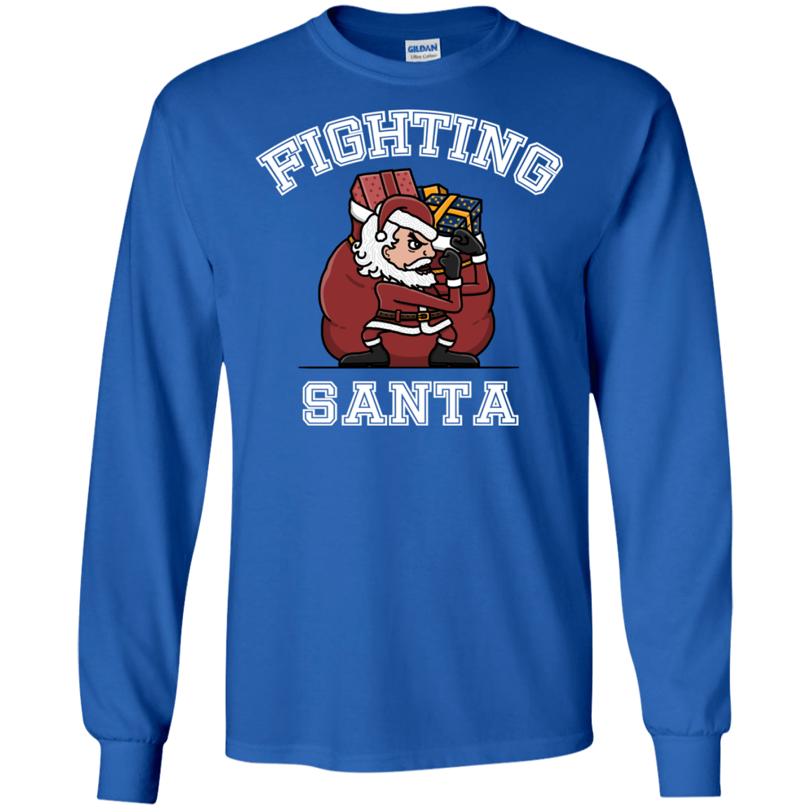 T-Shirts Royal / S Fighting Santa Men's Long Sleeve T-Shirt
