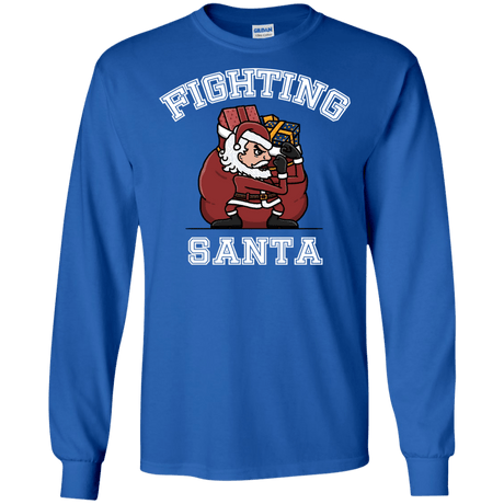T-Shirts Royal / S Fighting Santa Men's Long Sleeve T-Shirt